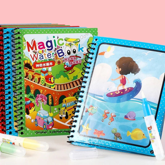 Magic Water Drawing Coloring Book with Magic Pen